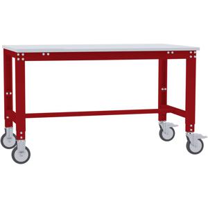 Manuflex AU7301.3003 Werktafel universele speciale mobiel met melamine schijf, bxdxh = 1000 x 600 x 752-972 mm Robijn-rood