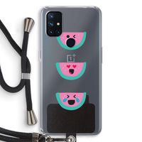 Smiley watermeloen: OnePlus Nord N10 5G Transparant Hoesje met koord
