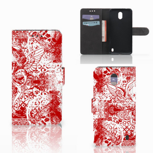 Telefoonhoesje met Naam Nokia 2 Angel Skull Rood