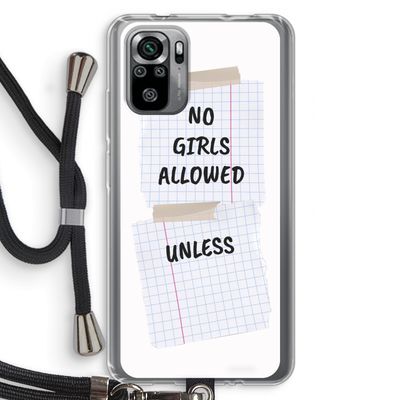 No Girls Allowed Unless: Xiaomi Redmi Note 10S Transparant Hoesje met koord