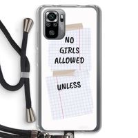 No Girls Allowed Unless: Xiaomi Redmi Note 10S Transparant Hoesje met koord