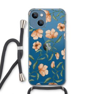 Peachy flowers: iPhone 13 Transparant Hoesje met koord