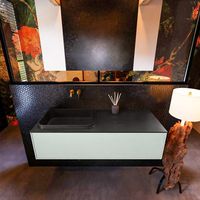 Badkamermeubelset Mondiaz Erin 120 cm met 1 Lade met RIDGE Wastafel Links Urban Zonder Kraangaten Greeploos Mat Greey