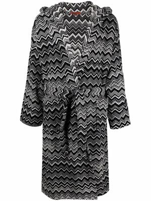 Missoni Home peignoir en coton à capuche et à zigzag - Gris