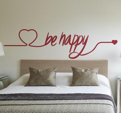 Muursticker Hart en be happy