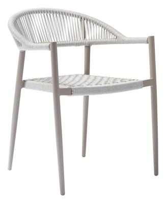 WOOOD Outdoor Eetkamerstoel 'Yellow' Geweven touw, kleur Lichtgrijs