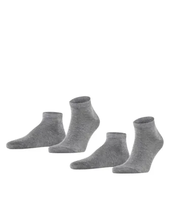 FALKE 2-paar Happy heren sneaker/quarter sokken - Katoenen enkelsokken mannen