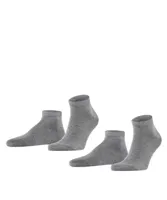 FALKE 2-paar Happy heren sneaker/quarter sokken - Katoenen enkelsokken mannen