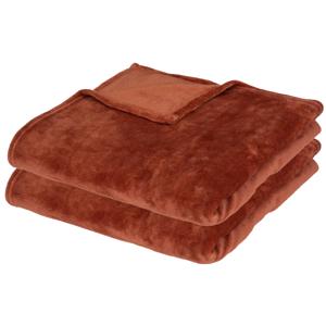 Fleece deken/fleeceplaid - 2x - terracotta - 130 x 180 cm - polyester - bankdeken