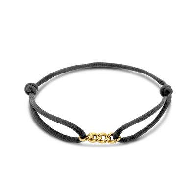 Armband geelgoud-satijn goudkleurig-zwart 13-26 cm