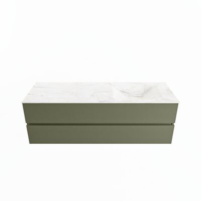 MONDIAZ VICA-DLUX 150cm badmeubel onderkast Army 2 lades. Inbouw wastafel CLOUD rechts 1 kraangat, kleur Ostra.