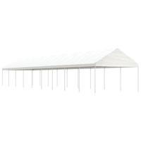 Prieel met dak 20,07x4,08x3,22 m polyetheen wit