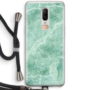 Groen marmer: OnePlus 6 Transparant Hoesje met koord