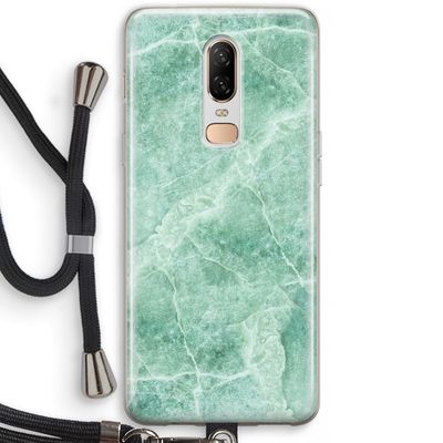 Groen marmer: OnePlus 6 Transparant Hoesje met koord
