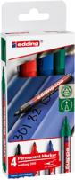 Edding permanent marker 300, geassorteerde kleuren, blister van 4 stuks