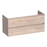 Brauer Inspire - Onderkast - 120 cm - met 2 Softclose Lades Greeploos en 2 Sifon Uitsparingen - Lamellen Eiken Wit