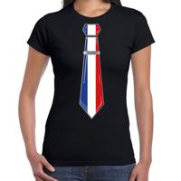 Bellatio Decorations Verkleed shirt voor dames - stropdas Frankrijk - zwart - supporter - themafeest 2XL  -