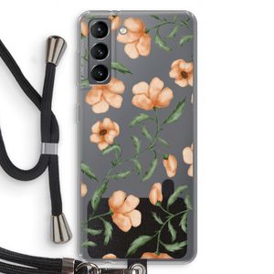 Peachy flowers: Samsung Galaxy S21 Transparant Hoesje met koord