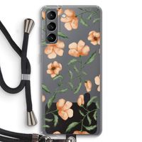 Peachy flowers: Samsung Galaxy S21 Transparant Hoesje met koord