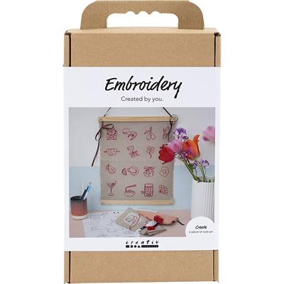 Creativ Company Hobbyset borduurwerk, hangende decoratie, vlas, 1 doos