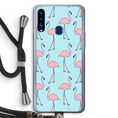 Anything Flamingoes: Samsung Galaxy A20s Transparant Hoesje met koord