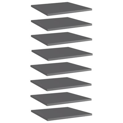 Wandschappen 8 st 40x40x1,5 cm spaanplaat hoogglans grijs