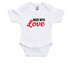 Made with love cadeau baby rompertje wit jongen/meisje 92 (18-24 maanden)  -