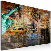 Schilderij - De Essentie van NYC, 3luik , multikleur , wanddecoratie , premium print op canvas - thumbnail