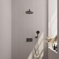 BRAUER Stripe Thermostatische Inbouw Regendouche - drukknoppen - 25cm douchekop - rechte muurarm - 3-standen handdouche - doucheslang - wandaansluitbocht - gunmetal geborsteld PVD 5-GM-419