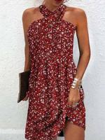 Loose Casual Halter Dress With No