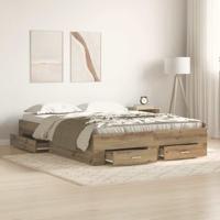 Bedframe met lades artisanaal eikenkleurig 135 x 190 cm