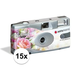 15x Wegwerp cameras/fototoestelen met flits voor 27 kleurenfotos voor bruiloft/huwelijk   -