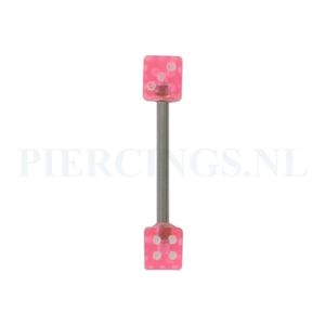 Tongpiercing met dobbelsteen roze