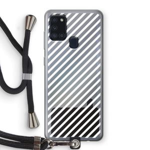 Strepen zwart-wit: Samsung Galaxy A21s Transparant Hoesje met koord