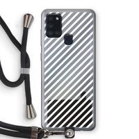 Strepen zwart-wit: Samsung Galaxy A21s Transparant Hoesje met koord
