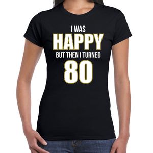 Verjaardag cadeau t-shirt 80 jaar - happy 80 zwart voor dames