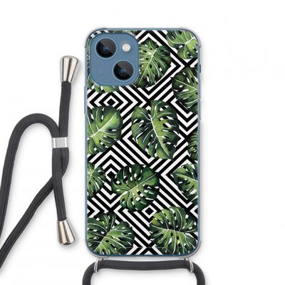 Geometrische jungle: iPhone 13 mini Transparant Hoesje met koord