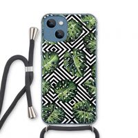 Geometrische jungle: iPhone 13 mini Transparant Hoesje met koord