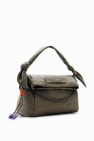 Middelgrote tas met geborduurde bloemen - BLACK - U