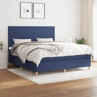 Boxspring met matras stof blauw 160x200 cm
