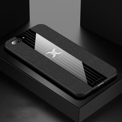 Voor OPPO A5 XINLI stiksels doek Textue schokbestendige TPU beschermhoes (zwart)