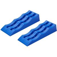 Oprijblokken - set van 2x - blauw - kunststof - 3 niveaus - voor camper/caravan