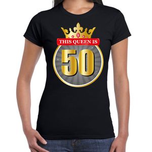 This Queen is 50 verjaardag t-shirt zwart 50 jaar voor dames