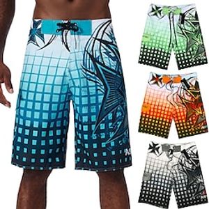 Voor heren Lange zwembroeken Zwemshorts Sneldrogend Boardshorts Badpak Met zakken Trekkoord Zwemmen Surfen Strand Watersport Rasterpatroon Zomer Lightinthebox