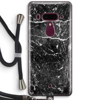 Zwart marmer: HTC U12+ Transparant Hoesje met koord Zwart marmer: HTC U12+ Transparant Hoesje met koord