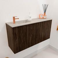 Toiletmeubel Mondiaz Joya Dlux | 80 cm | Meubelkleur Walnut | Faye wastafel Opalo Wasbak Links | 1 kraangat
