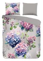 Good Morning Dekbedovertrek "hortensia bloemen" - Grijs - (240x200/220 cm) - Katoen