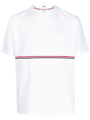 Thom Browne t-shirt à bande tricolore - Blanc