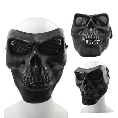 Hoge intensiteit angstaanjagende kwaad gezichtsmasker skelet Anti BB bom tactische gezichtsmasker met elastische banden (zwart)