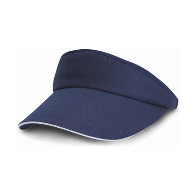 Sport zonneklep - navy blauw/wit - volwassenen - katoen - klittenband verstelbaar